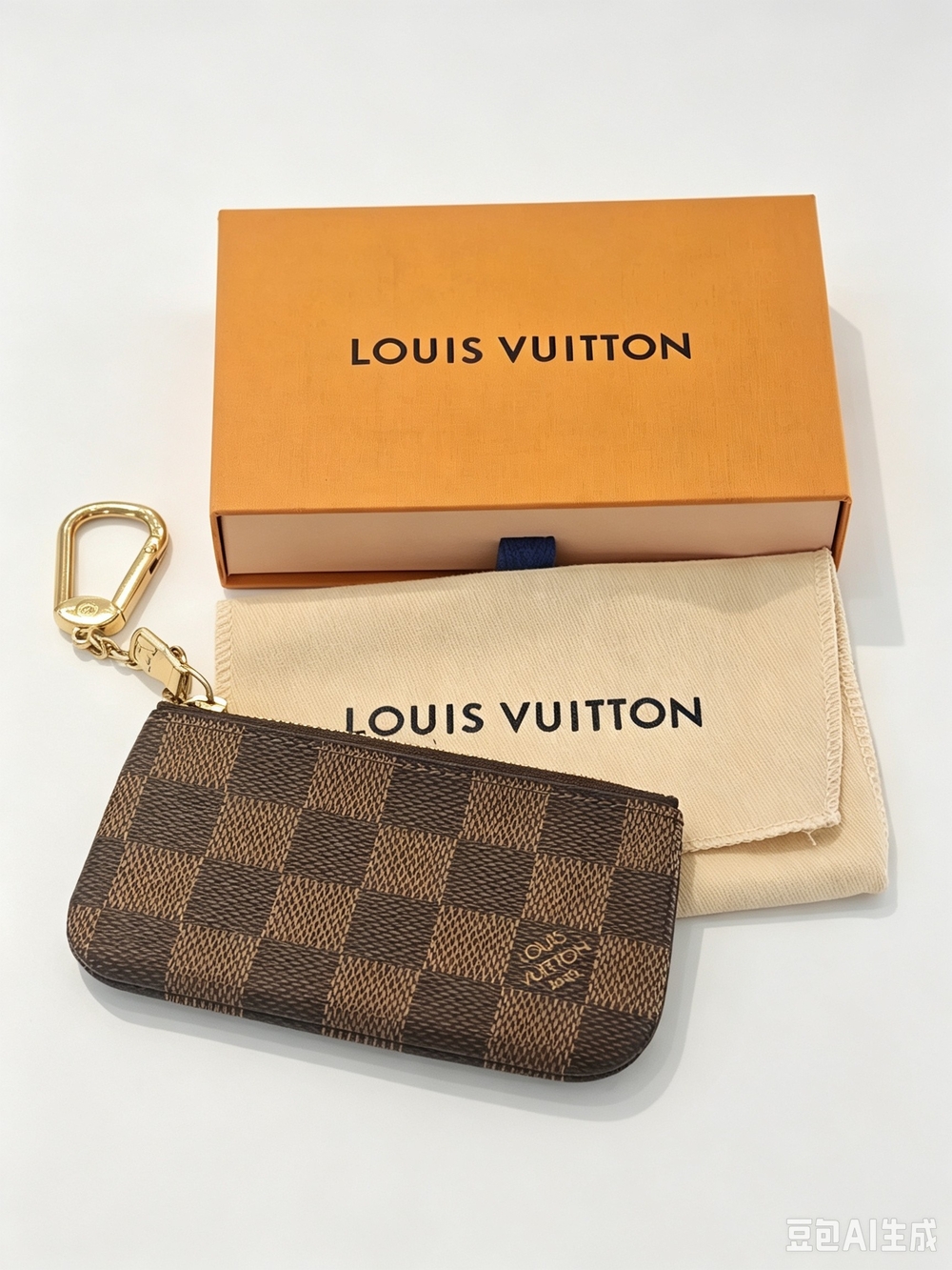 Louis Vuitton Brown Damier Canvas Key & Card Holder with Gold Chain